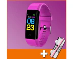 Bluetooth Kids Waterproof Fit Fitness Tracker Smart Watch Sports Heart Rate & Blood Pressure Monitor Band Bracelet (fitbit Style) - Purple