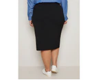 AUTOGRAPH - Plus Size - Womens Skirts -  Knee Length Two-Way Stretch Work Skirt - Black