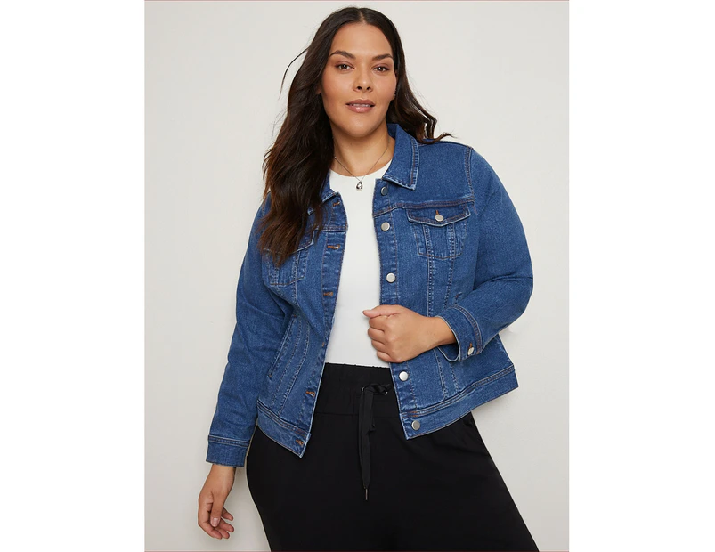 Embellished denim store jacket plus size