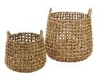 Amalfi Anguila Decorative Baskets Water Hyacinth Woven Storage Basket Set of 2