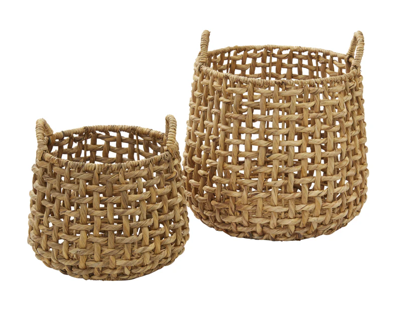 Amalfi Anguila Decorative Baskets Water Hyacinth Woven Storage Basket Set of 2