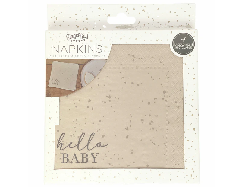 Ginger Ray Hello Baby Speckled Large Napkins / Serviettes (Pack of 16)