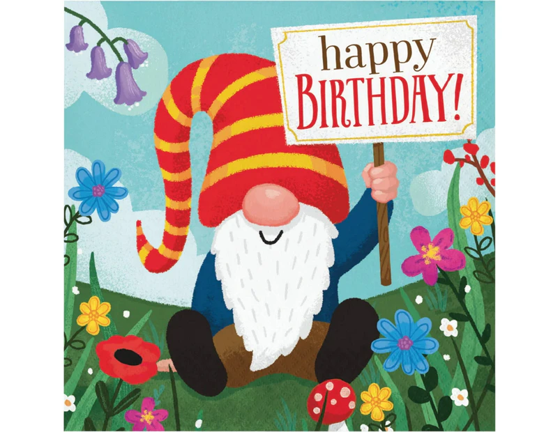 Party Gnomes Happy Birthday Large Paper Napkins / Serviettes (Pack of 16)