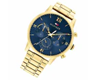 Tommy Hilfiger Gold Steel Blue Dial Men's Multi-function Watch - 1791880