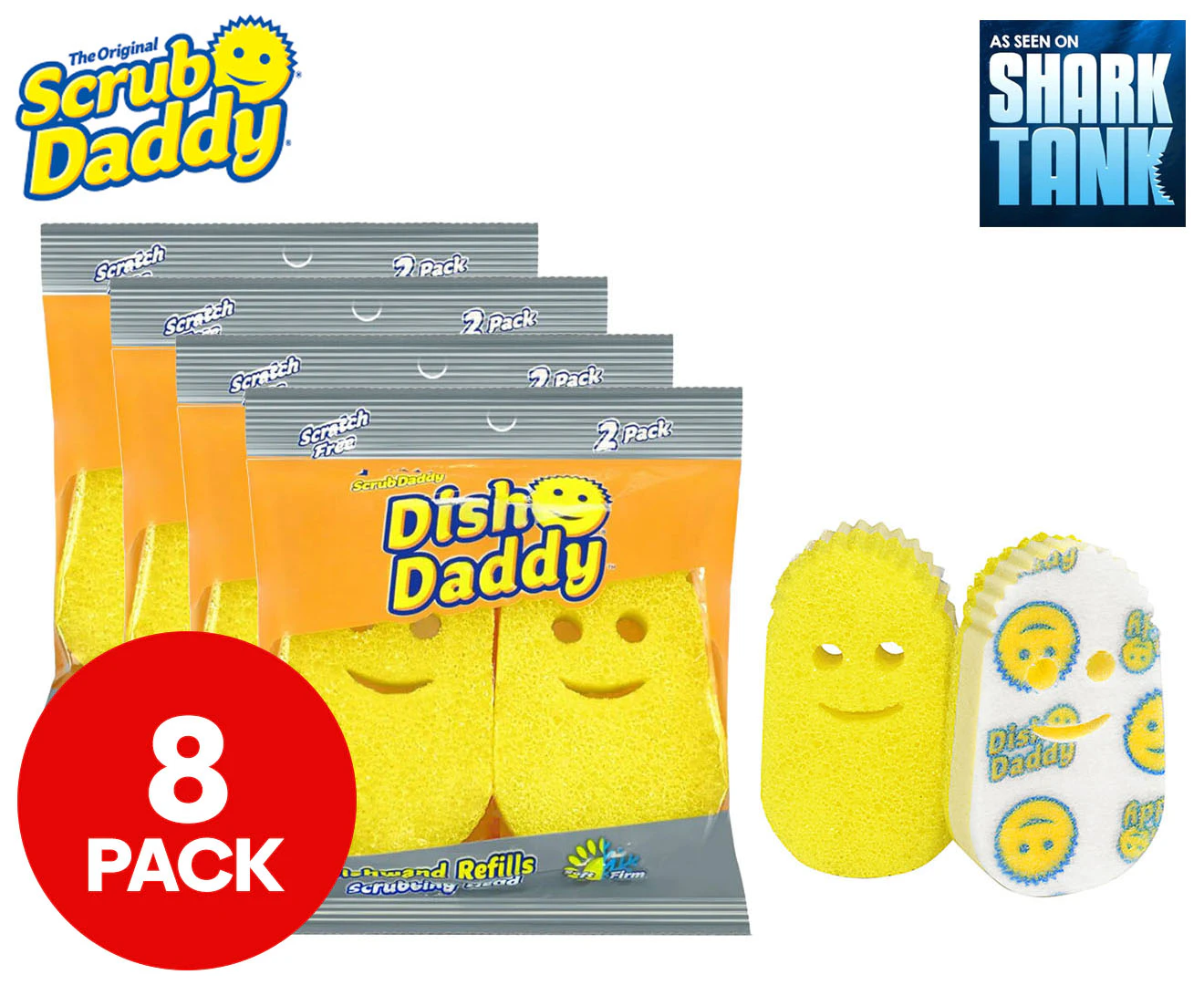 4 x 2pk Scrub Daddy Dish Daddy Soap Dispensing Dish Wand Refills