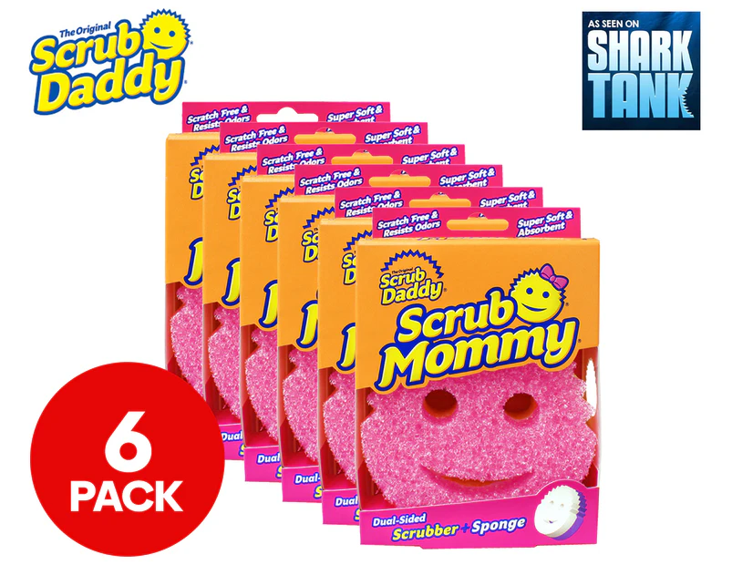 6 x Scrub Mommy Dual-Sided Scrubber + Sponge - Pink
