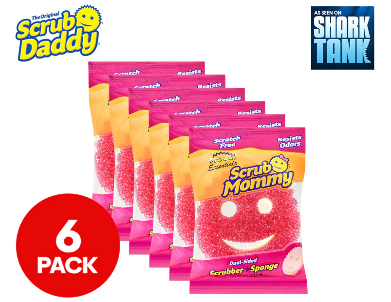 6 x Scrub Mommy Essentials Dual-Sided Scrubber Sponge - Pink