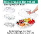 5 x ACRYLIC CHILLED 4 COMPARTMENT SERVING PLATTER w/ LID Salad Fruit Ice Box Bin Fruit Mixing Decor Parties Events Catering Lightweight Indoor Outdoor