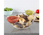 4 x ACRYLIC CHIP DIP SERVING BOWL w/ ATTACHABLE DIPPING BOWLS Salad Fruit Mixing Decor Parties Events Catering Lightweight Indoor Outdoor
