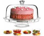 3 x ACRYLIC MULTI-FUNCTIONAL 6-IN-1 CAKE STANDS w/ COVER Charcuterie Punch Bowls Fruit Mixing Decor Parties Events Catering Lightweight Indoor Outdoor