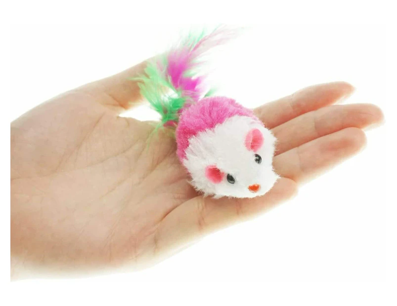 48 x FEATHER-TAIL PLUSH MOUSE CATS TOY Interactive Chaser Teaser Play Kitten Fun Toy Exercise Play Bonding Mental Stimulation Prevent Boredom