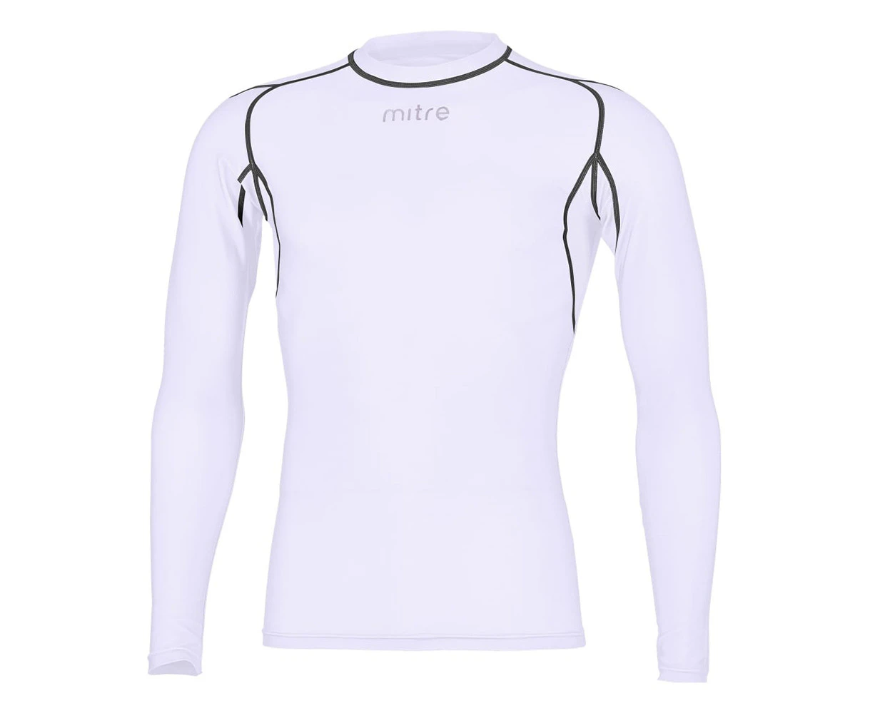 Mitre Neutron Base Layer White Compression Long Sleeve Top Kids Sportswear - White