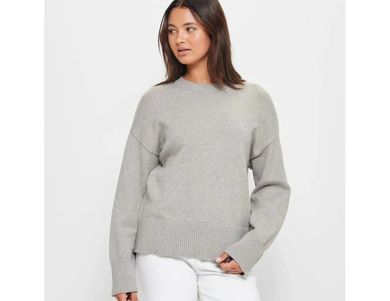 Slouchy Crew Neck Jumper - Lily Loves - Grey