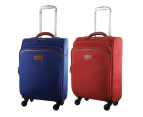 Pierre Cardin 40L Cabin 4 Wheel Soft Luggage Cabin Suit Case w/ Zip/Lock - Red
