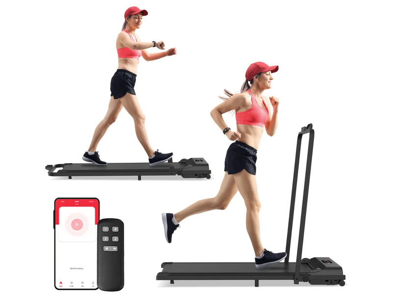 Advwin Walking Pad 8km/h Electric Treadmill 2 IN 1 Home Gym Foldable Compact Running Machine Under Desk Walking Machine Black