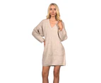 Topshop Women's Maternity V-Neck Long Sleeve Knit Dress - Mink Beige