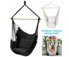 Portable Hanging Hammock Chair Swing Garden Outdoor Camping Soft with 2 x Cushions ~ Black