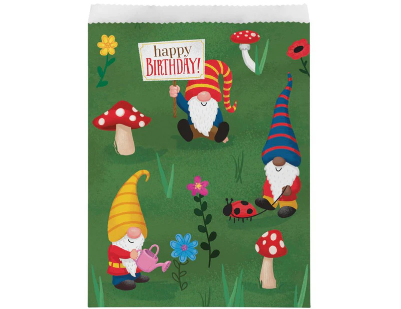 Gnomes Party Paper Treat Favour Loot Bags 8 Pack