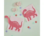 Dino Pink Pop Out Dinosaur Paper Napkins 16 Pack