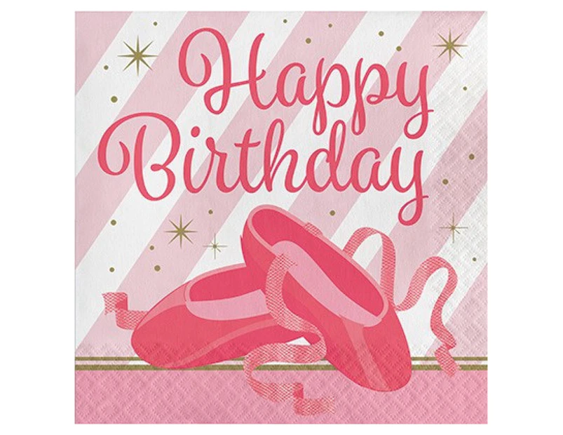 Ballerina Twinkle Toes Lunch Napkins Happy Birthday 16 Pack