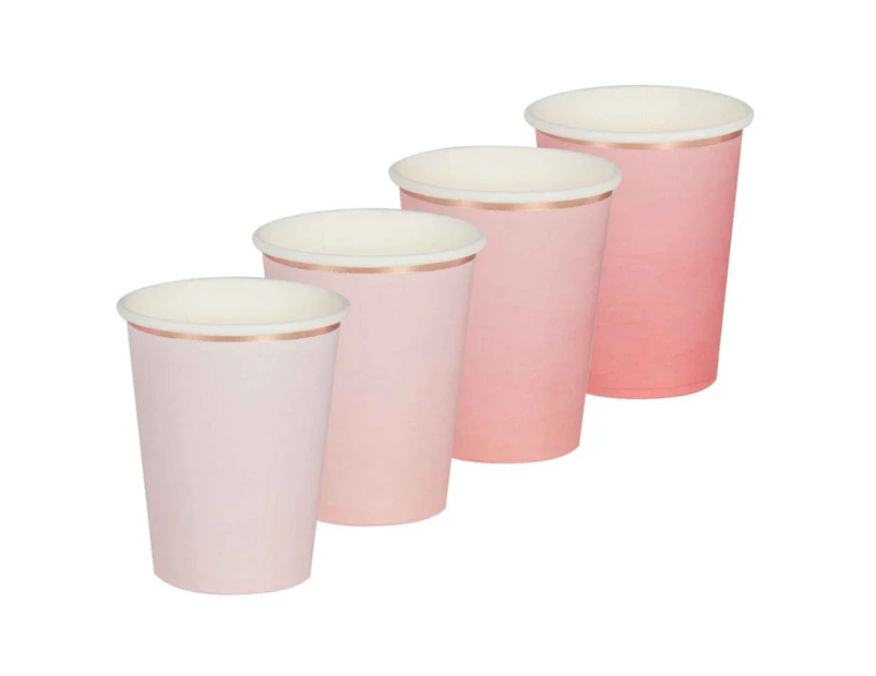 Ombre Pink & Rose Gold Paper Cups 8 Pack