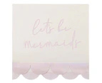 Let's Be Mermaids Paper Napkins with Scalloped Fringe 16 Pack