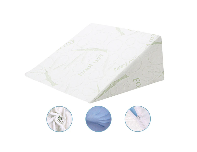 Starry Eucalypt Wedge Pillow Memory Foam Cool Gel Bed Sofa Lie Cushion [Colour: Bamboo White] - Cream