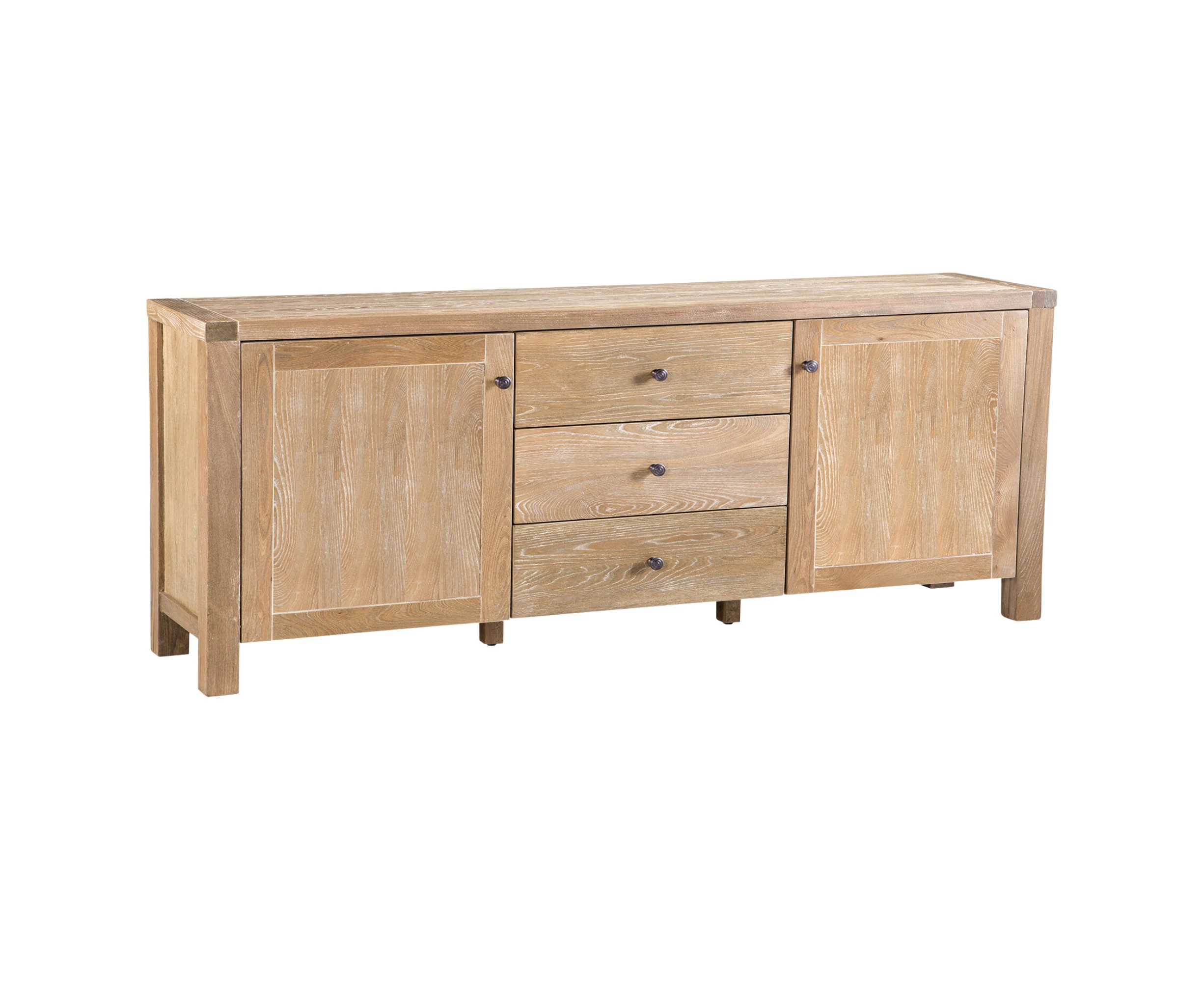 Woodland 180cm Buffet Table Cabinet Timber Wood 3 Drawer 2 Door Natural