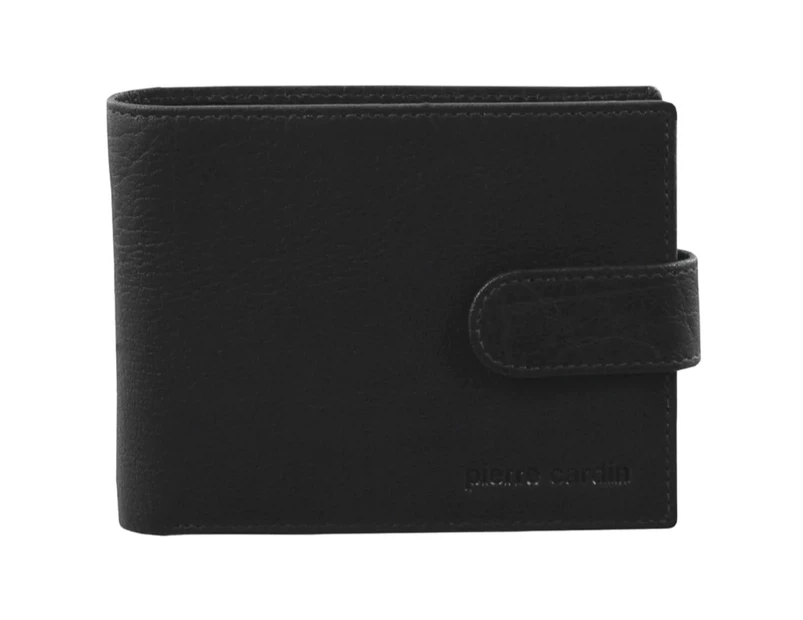 Pierre Cardin Rustic Leather Men's Wallet in Black in Black