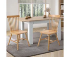 Oikiture 2x Dining Chairs Minimalist Vertical Back Chair Wooden Home Rubber Wood