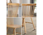 Oikiture 2x Dining Chairs Minimalist Vertical Back Chair Wooden Home Rubber Wood