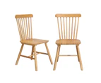Oikiture 2x Dining Chairs Minimalist Vertical Back Chair Wooden Home Rubber Wood