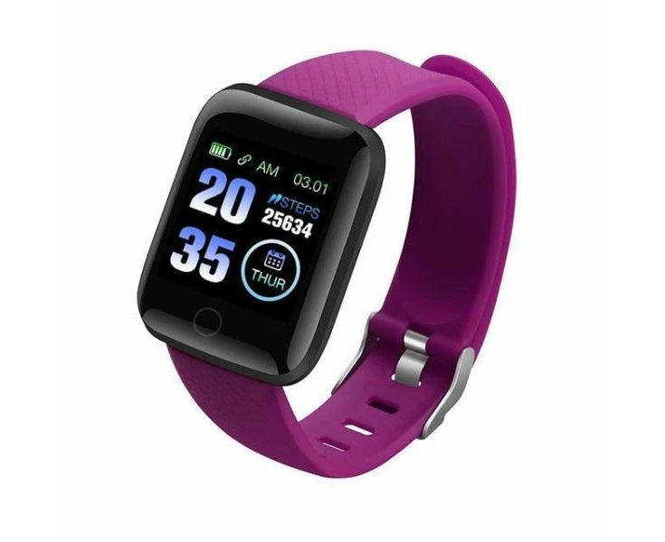 Bluetooth Smart Watch Fitness With Heart Rate Blood Pressure Activity Tracker Band Bracelet (fitbit Versa Style) - Purple