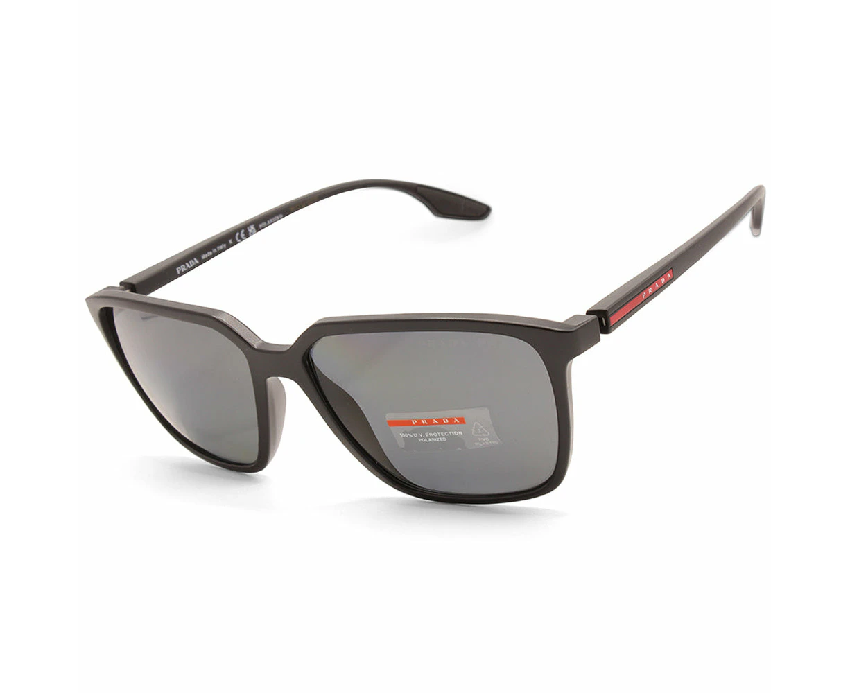 Prada Sport Black Satin/Grey Polarised Men's Designer Sunglasses PS06VS 1BO5Z1