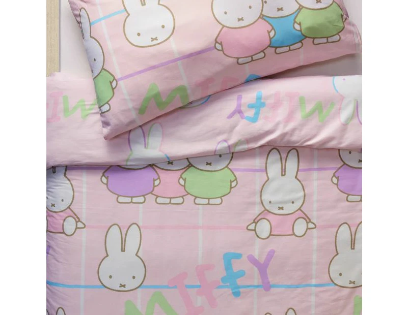Miffy Kids Quilt Cover Set - Pink
