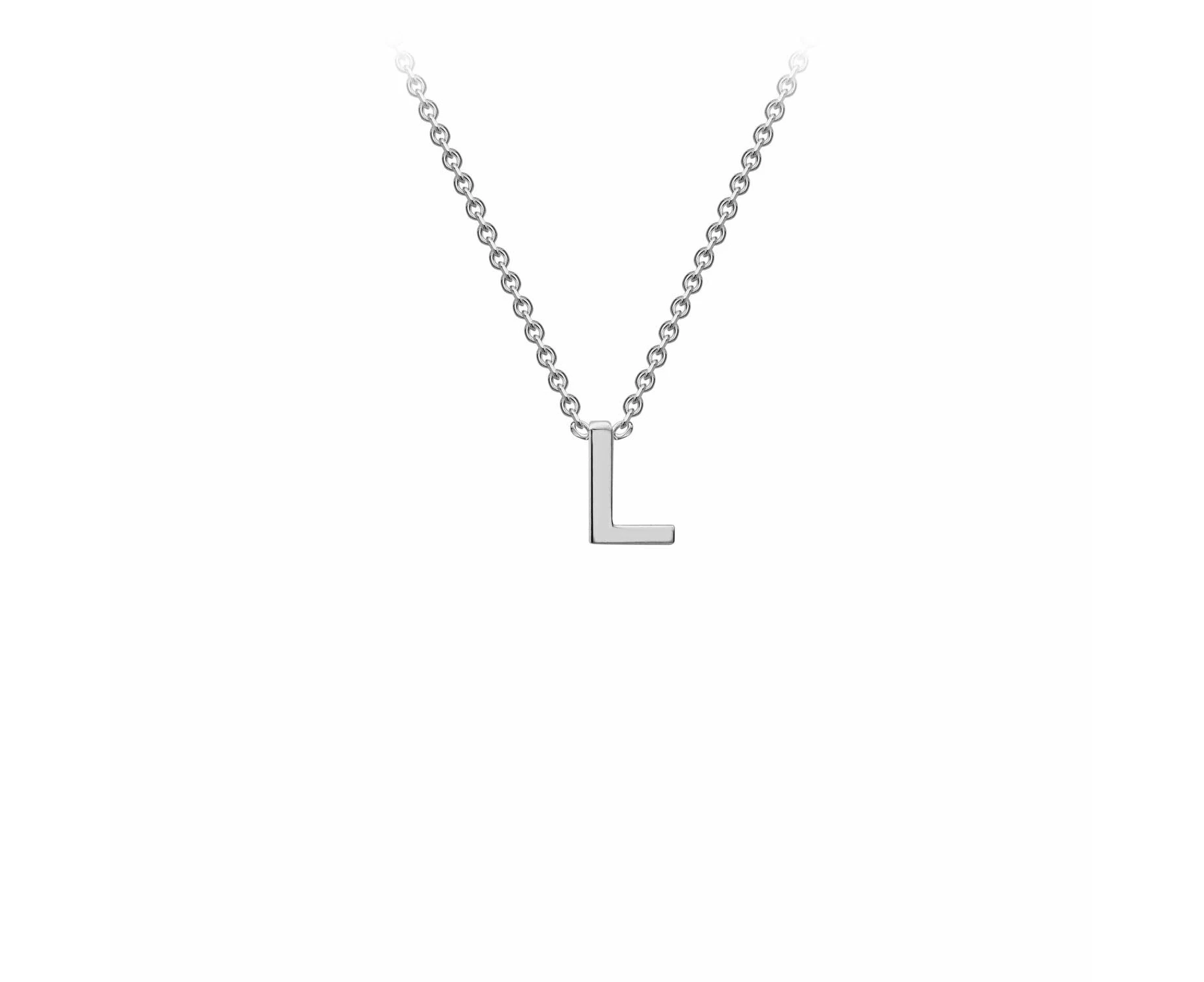 9K White Gold 'L' Initial Adjustable Letter Necklace 38/43cm