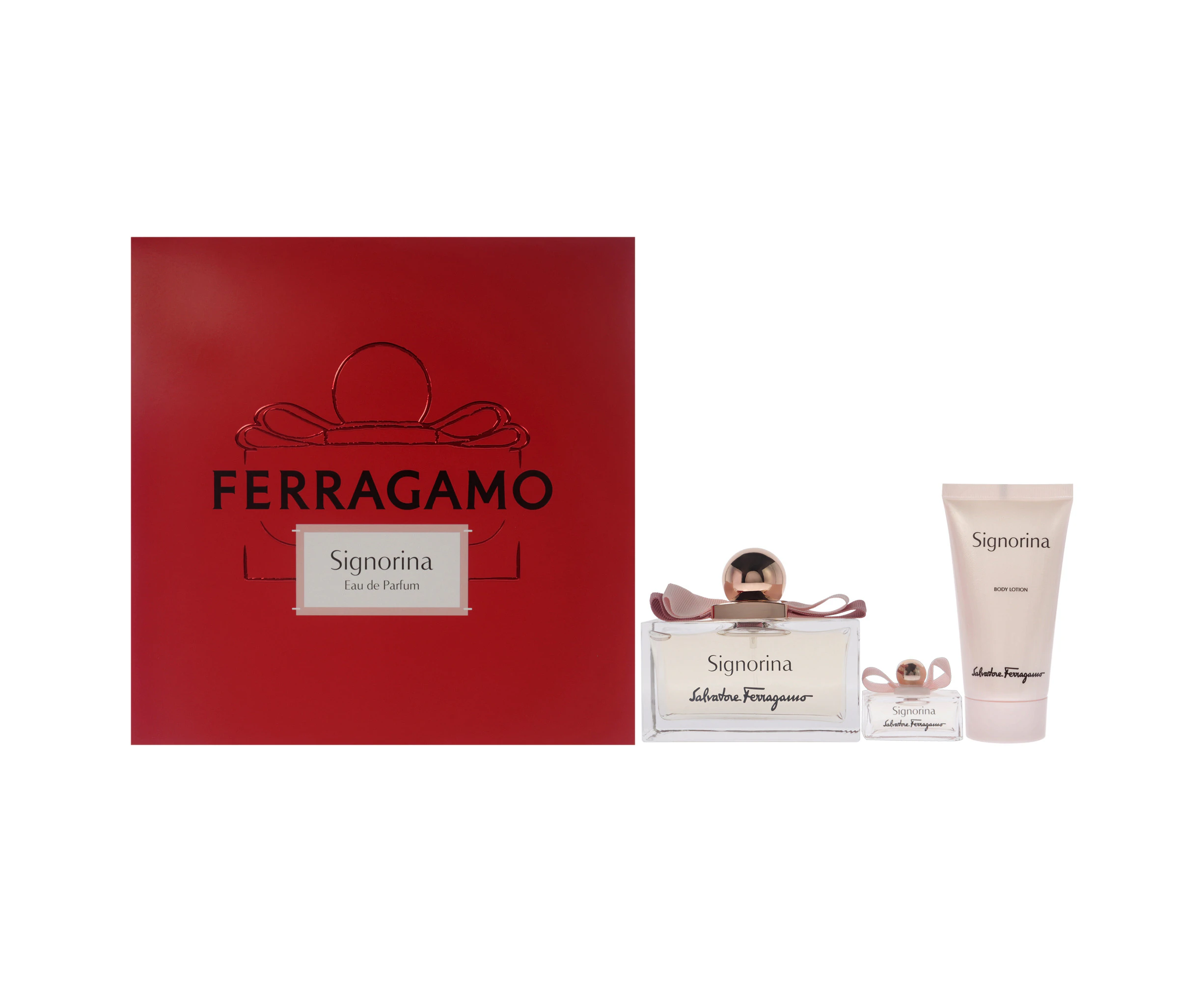 Signorina by Salvatore Ferragamo for Women - 3 Pc Gift Set 3.4oz EDP Spray, 0.17oz EDP Spray, 1.7oz Body Lotion