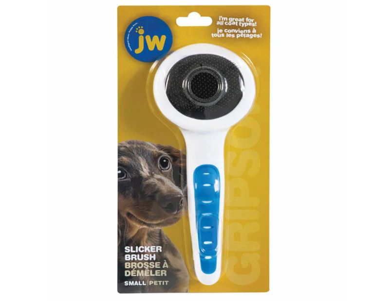 Gripsoft Slicker Brush Pet Grooming Tool for Dogs White Blue Small