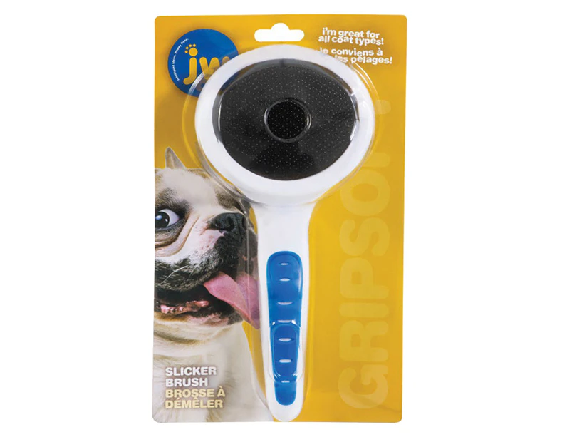Gripsoft Slicker Brush Pet Grooming Tool for Dogs White Blue Large