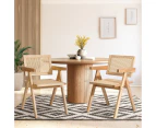 Oikiture 2x Dining Chairs Rattan Chair Wooden Accent Chair Natural