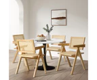 Oikiture 2x Dining Chairs Rattan Chair Wooden Accent Chair Natural