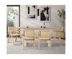 Oikiture 2x Dining Chairs Rattan Chair Wooden Accent Chair Natural