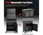 Costway 2in1 Tool Chest Trolley Rolling Tool Box Detachable Storage Cabinet w/Adjustable Shelf Home Garage Warehouse, Black