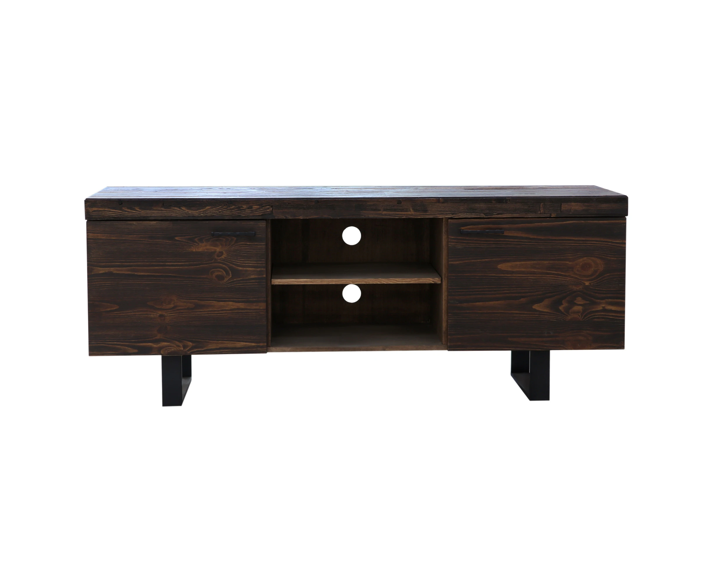 Rustica 160cm ETU Entertainment TV Unit Solid Pine Wood 2 Door Black