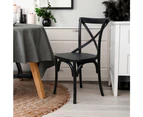 Rustica 6pc Set Dining Chair X-Back Solid Timber Wood Seat Black