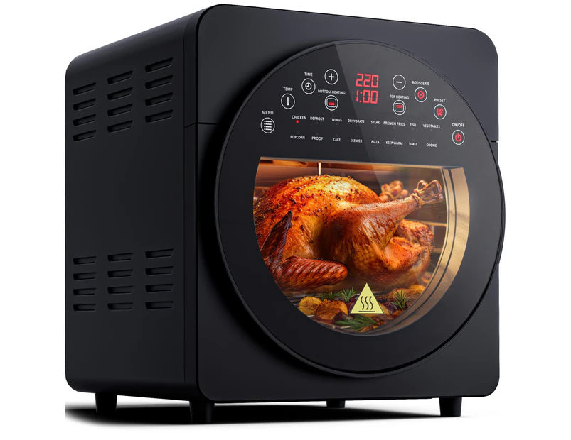 ADVWIN 15L Rotary Convection Oven, 16-in-1 Digital Touch Air Fryer Toaster Oven, Black