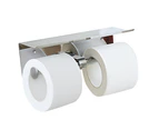Stainless Steel Double Toilet Paper Holder Towel Roll Tissue Rack Storage Shelf