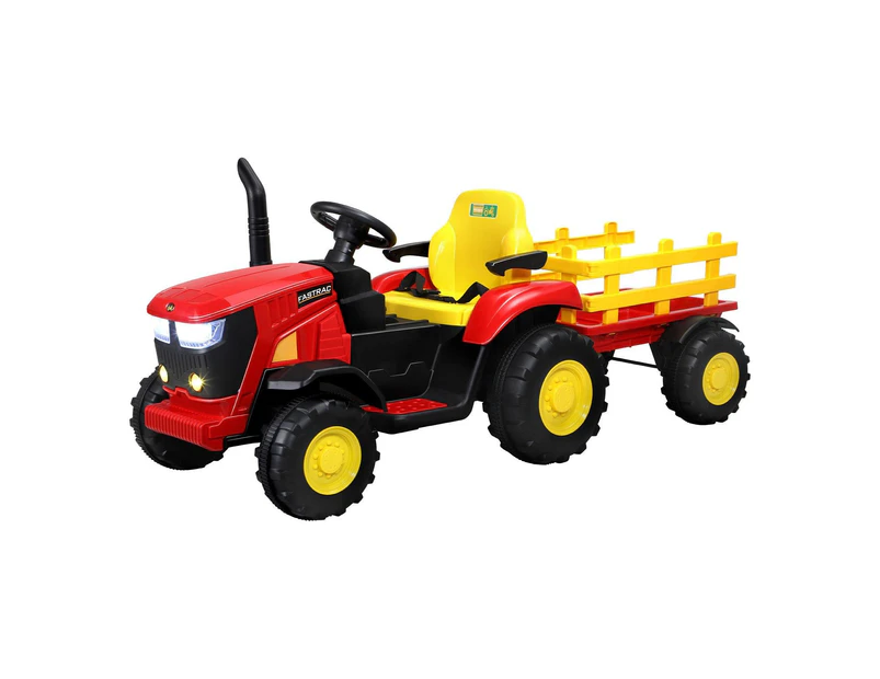 Mazam Ride On Tractor 12V Kids Electric Vehicle Toy Cars W/ Trailer Remote Red XL SIZE