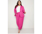 AUTOGRAPH - Plus Size - Womens Pants -  Full Length Wide Leg Suit Pant - Raspberry