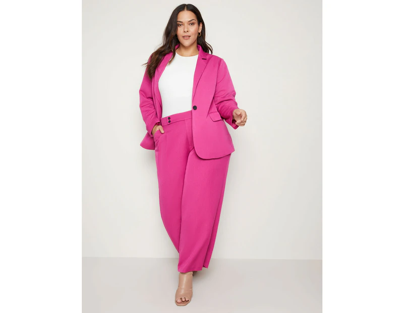 AUTOGRAPH - Plus Size - Womens Pants -  Full Length Wide Leg Suit Pant - Raspberry